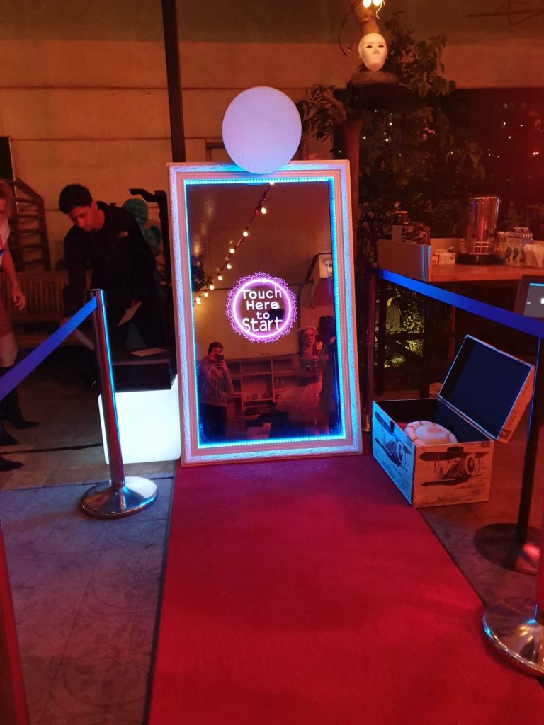 Mirror photo booth for celebrations, with a red carpet rental