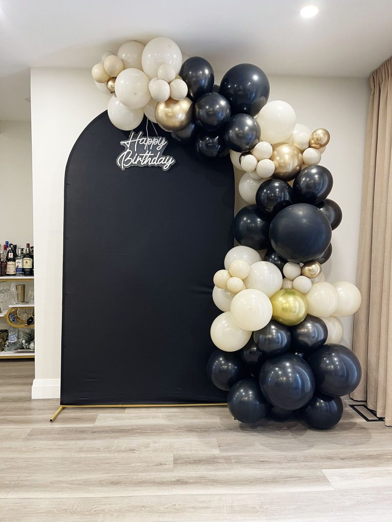 Port Dover chiara backdrop with balloon garlands