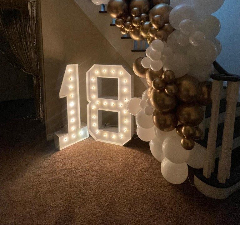 Quinte West marquee numbers paired with balloon decor